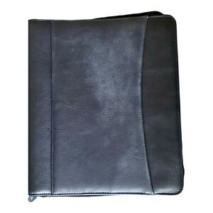 Franklin Covey 7-Ring Black Leather Front Binder Zip Around Planner Organizer